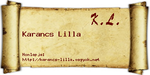 Karancs Lilla névjegykártya